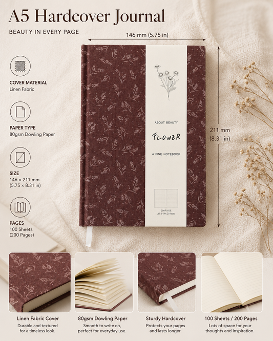 Floral Linen Hardcover Journal A5
