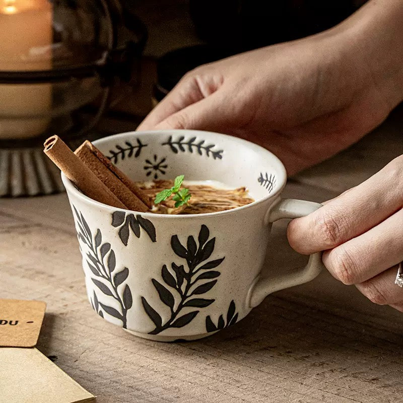 Rustic Ceramic Mug for Book Lovers