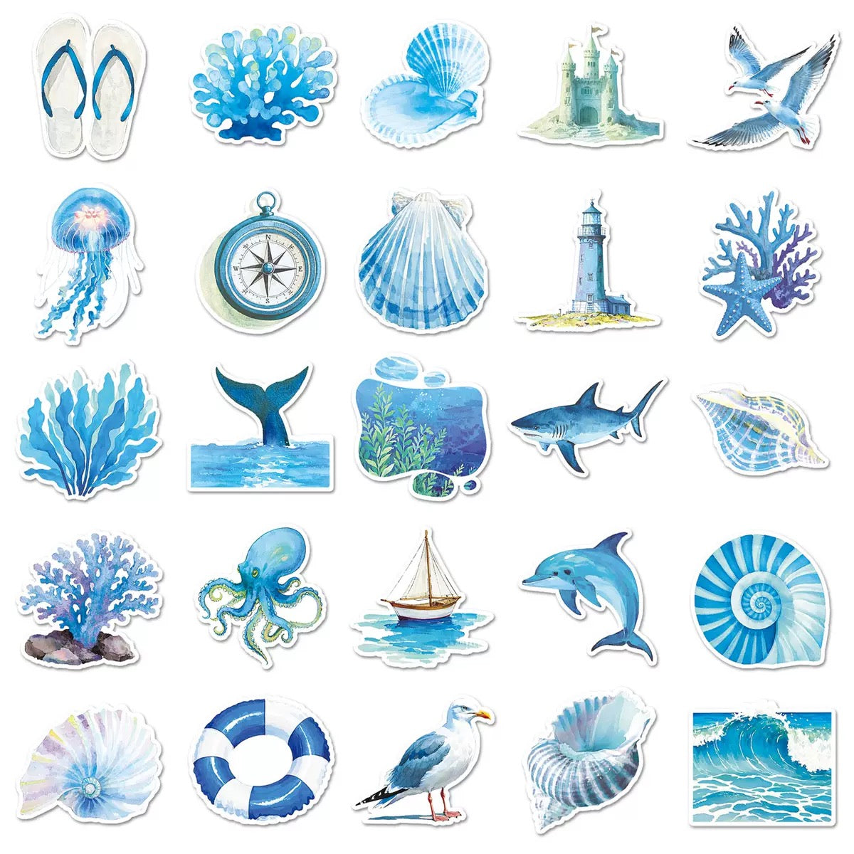 Ocean Watercolor Sticker Pack