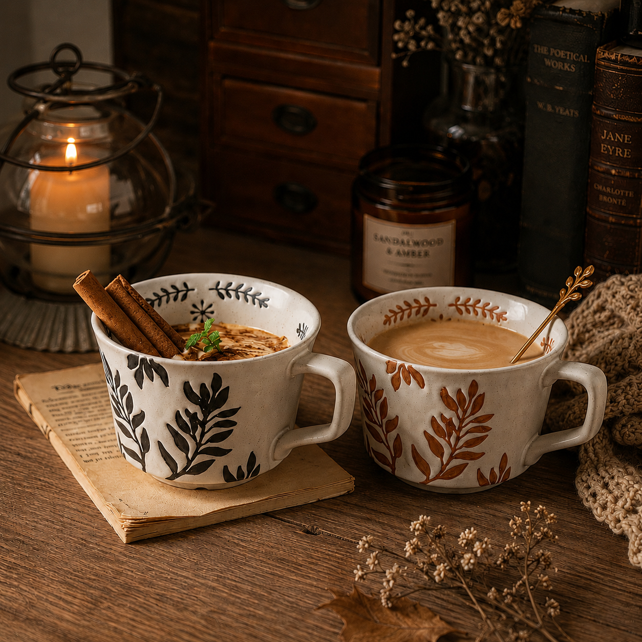 Rustic Ceramic Mug for Book Lovers